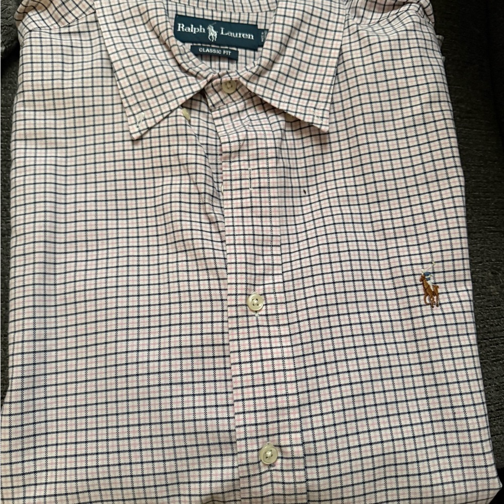 Ralph Lauren Men's Casual Checkered Shirt - Blue and White